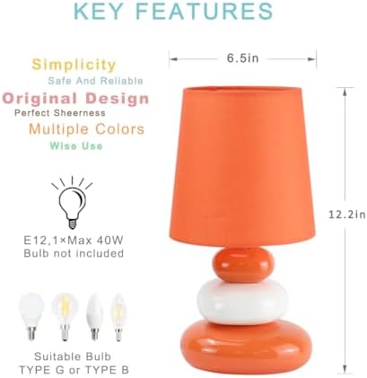 LULE Orange Small Table Lamp for Living Room as Bedside Table Lamp for Bedroom,Modern Ceramic Kids Night Table Lamp,Φ6.5×H12.2IN,Bulb Excluded - Image 5