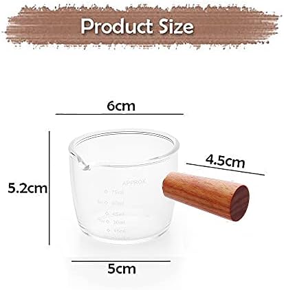 1 Pack Espresso Shot Glass 75ML Triple Pitcher Barista Single Spouts With Wood Handle By BCnmviku - Image 2