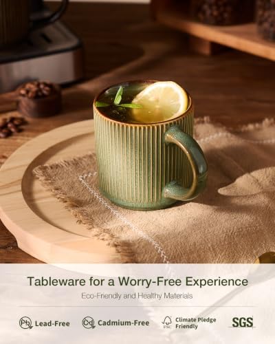 famiware Coffee Mug Set of 6, Star 12 oz Ceramic Mugs Cups Set with Handle - Image 3
