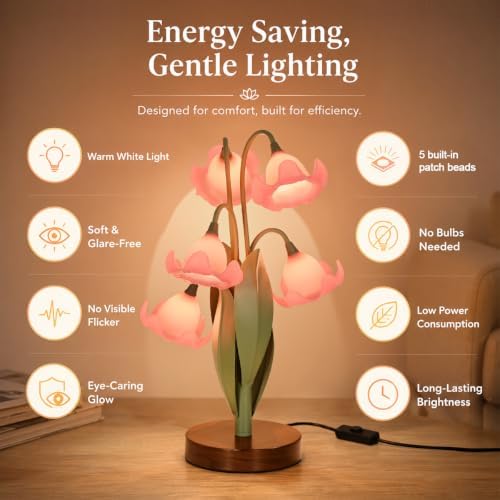 Flower Table Lamp for Bedroom, LED Cute Reading Light - Image 6