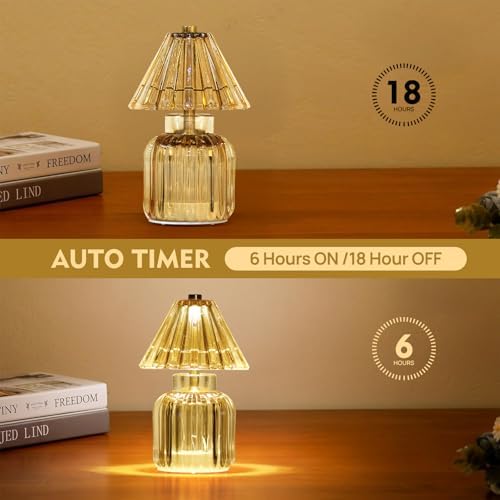 Small Battery Operated Lamp with Timer, Jelly Amber - Image 3