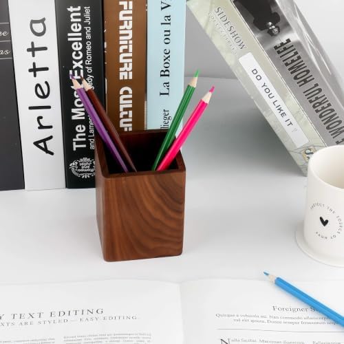 Walnut Pencil Holder Wood Pen Holder For Desk Pen Cup Organizer Ofiice Pencil Stand Simple(Black walnut) - Image 6