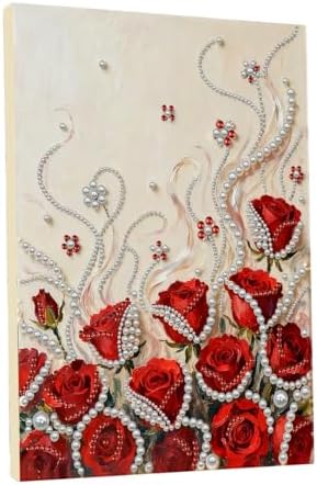 DIY Pearl Painting with Frame, Creative Design, Handmade Stress-Relieving Home Wall Decoration, Includes Frame and Tools-Red Rose-2 by Unknown