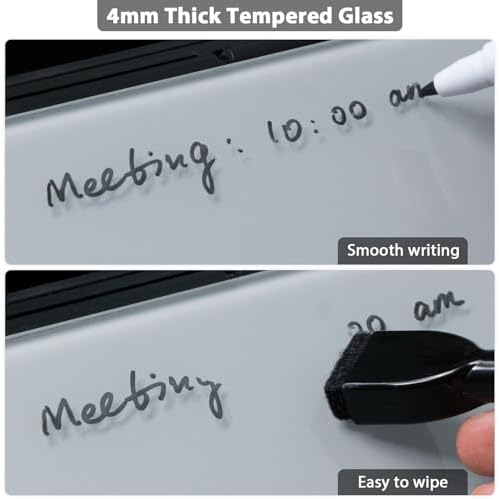 Varhomax Glass Desk Whiteboard with Storage, Desktop Organizer - Image 5
