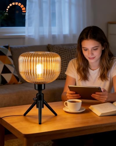 Lightdot Tripod Glass Table Lamp Black Small Desk Lamp by LightdotLighting