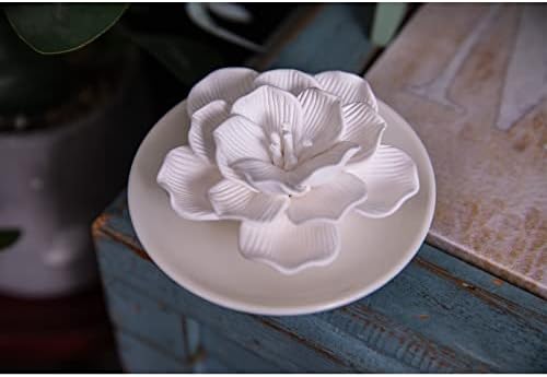 Essential Oil Passive Flower Diffuser -Non-Electric Porcelain Aromatherapy Diffusers for Small Mini Room, Desk Decorative, Bathroom (Hibiscus) - Image 6
