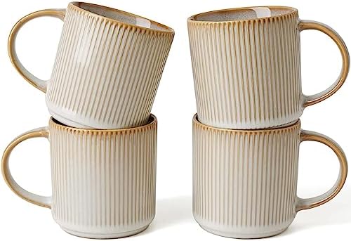 famiware Coffee Mug Set of 4, Star 12 oz Ceramic Mugs Cups Set with Handle by Famiware
