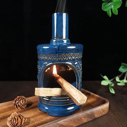MOUGIGI Bird & Flower Ceramic Palo Santo Chiminea,Sage&Cone Incense Burner - Image 6