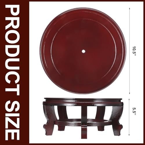 Colingmill 10.5 Inches Wooden Planter Stand Indoor Chinese Vase Fishbowl Display Stands Asian Vase Pot Traditional Stands for Home Indoor Plants Outdoor Decoration - Image 2