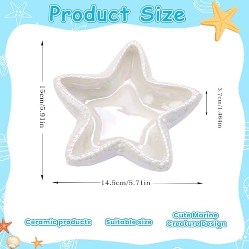 Jewelry Dish Tray For Coastal Beach Room Decor,Cute Ceramic Ring Holder Gift For Women Sister Mom Friend,Decorative Trinket Jewelry Organizer Tray For Rings Earrings Necklaces ets - Image 2