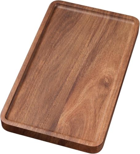 10 inch Small Wooden Platters Rectangle Mini Charcuterie Boards Acacia Wood Serving Trays Home Decor Cheese Board Cake Appetizer Plates Kitchen by WRIVQSYO