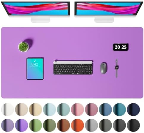 Aothia Faux Leather Desk Mat – Large Mouse Pad, Non-Slip PU Leather Blotter, Waterproof Writing Surface for Office and Home (Iris Violet, 47.2" x 23.6") by AothiaSimpleNaturalUnique