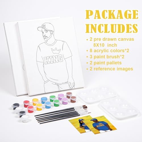 VOCHIC Sip and Paint Kit for Adults Couples Date Night Pre Drawn Canvas - Image 5