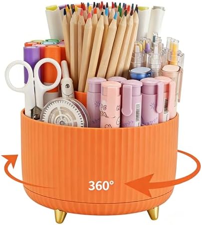 Camelmother 360°Rotating Pen&Pencil Holder For Desk With 5Slots Cute Office by Camelmother