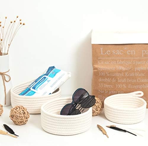 MINTWOOD Design Set of 3 Cotton Rope Nesting Bowls, Small Catch All Basket, Cute Closet Baskets and Bins for Shelves, Mini Table Basket Organizer for Small Accessories - Image 5