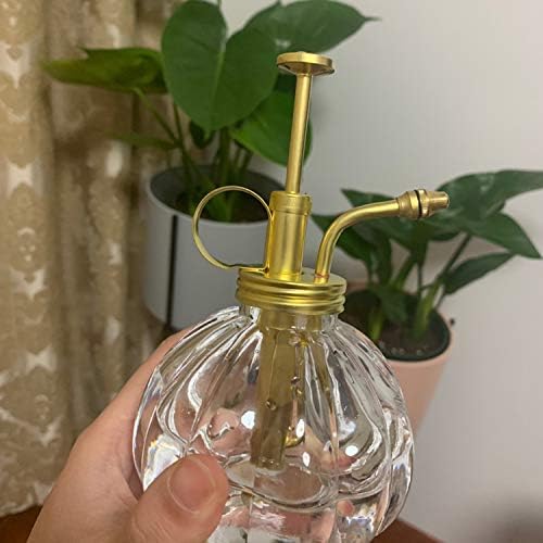 Vintage Style Glass Pumpkin Bottle Sprayer Watering Can Plant Mister with Brass Sprayer Head (Transparent) - Image 4