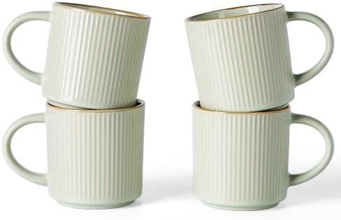 famiware Coffee Mug Set of 4, Star 12 oz Ceramic Mugs Cups Set with Handle by Famiware