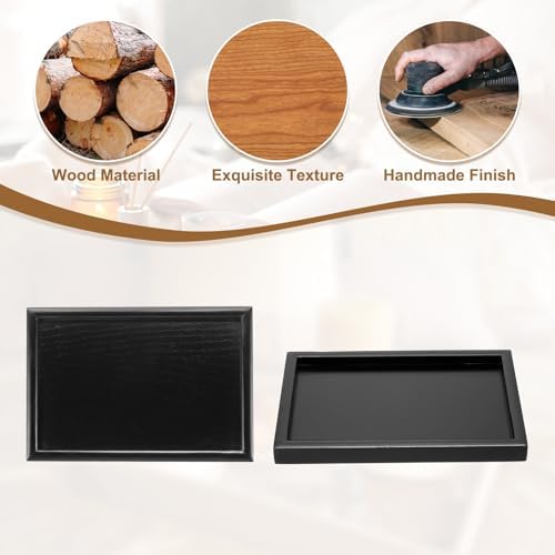 Wooden Serving Tray Rectangular Wood Serving Tray Decorative Platter, 8.7x5.9 Inch Fit for Home Decor Kitchen Coffee Table Candle Holder, (Black) - Image 4