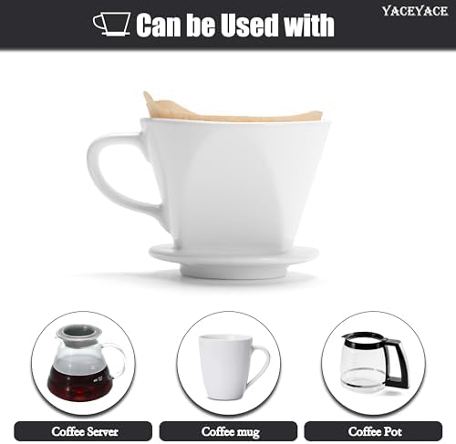 Ceramic Coffee Dripper Small, White Pour Over with Single Hole - Image 6