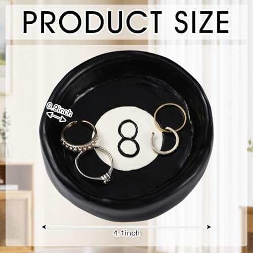 Roowest 8 Ball Jewelry Tray Black Trinket Dish Resin Home Decor - Image 2