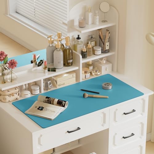 Aothia Faux Leather Desk Mat – Large Mouse Pad, Non-Slip PU Leather Blotter, Waterproof Writing Surface for Office and Home (Turquoise, 47.2" x 23.6") - Image 6