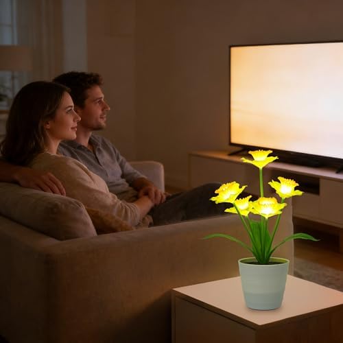 Artificial Daffodil Flower Night Light Gifts for Women Mom Grandma - Image 5