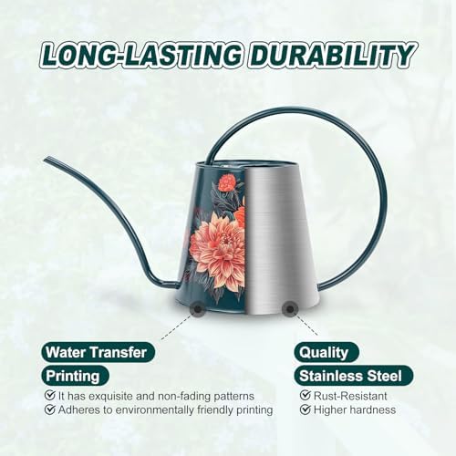 2L Long Spout Watering Can, Stainless Steel Water Can (Dahlia) - Image 4