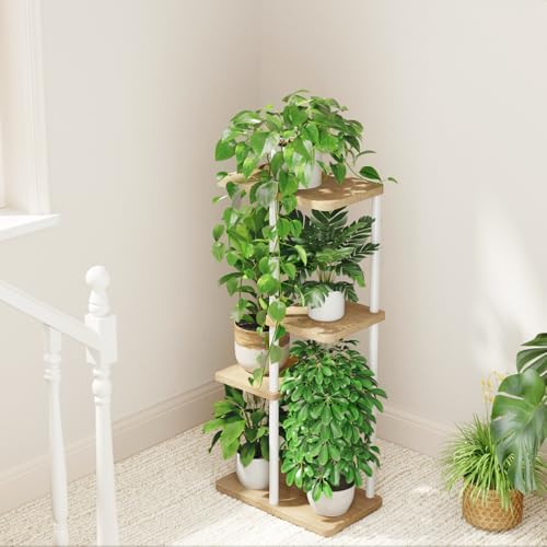 Bamworld Plant Stand 4 Tier Corner Metal Shelf White - Image 6