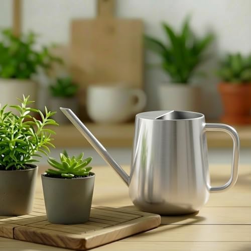 Watering Can for Indoor & Outdoor Plants, 35 oz/1000ml Watering Can with Metal Handle, Stainless Steel Garden Long Spout Watering Pot for Indoor House Plants Bonsai Flower Decorative - Image 6