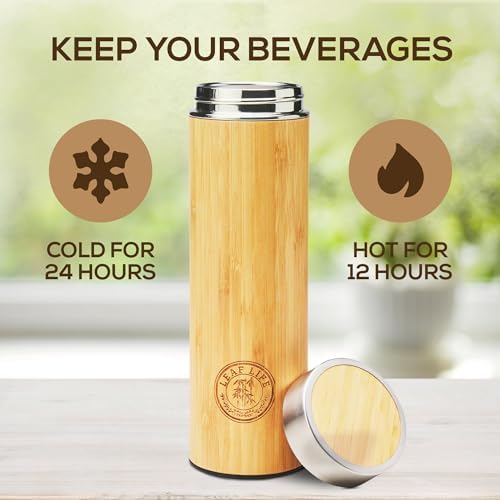 LeafLife Premium Bamboo Tea Tumbler with Infuser for Loose Leaf Tea - Image 3