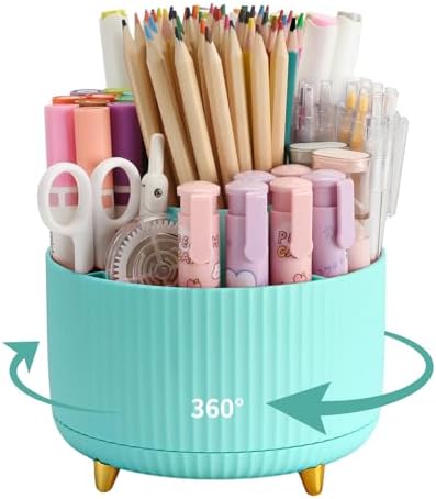 Camelmother 360°Rotating Pen&Pencil Holder For Desk With 5Slots Cute Office by Camelmother