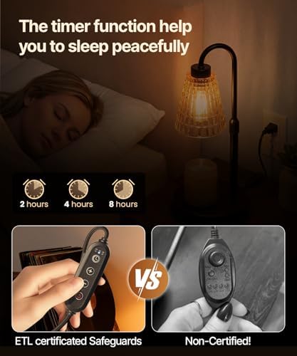 Candle Warmer Lamp with Timer Dimmer,2 Bulbs, Round - Image 5