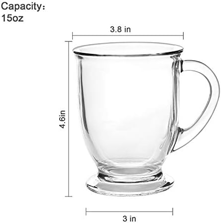 Accguan 15oz/450ml Glass Coffee Mugs with Handles Set of 6 - Image 2