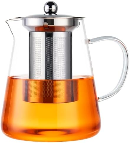 Baalaka Tea Infuser Pot, 32 oz Clear Borosilicate Glass Kettle, Stovetop by Baalaka