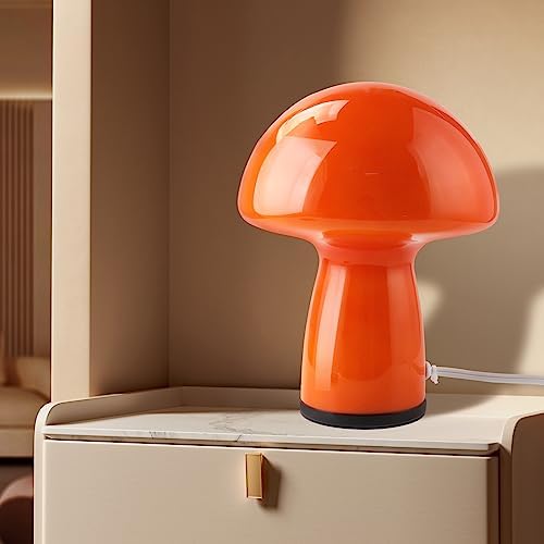 NOTOC Mushroom lamp,Dimmable Glass Table Lamp,Vintage Style Table Lamp,Red Bedside Desk lamp,Cute Table Lamps.（3-Color Bulbs Included） - Image 2