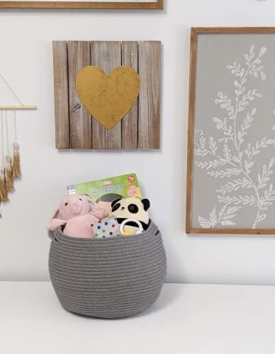 Goodpick Round Woven Rope Storage Basket for Shelves, 10" x 8.3", Grey - Image 5