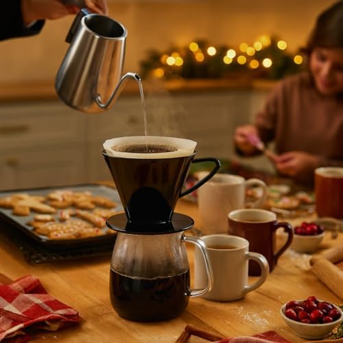 Fino Pour-Over Coffee Brewing Filter Cone, Number 2-Size, Black, Brews 2 to 6-Cups - Image 7