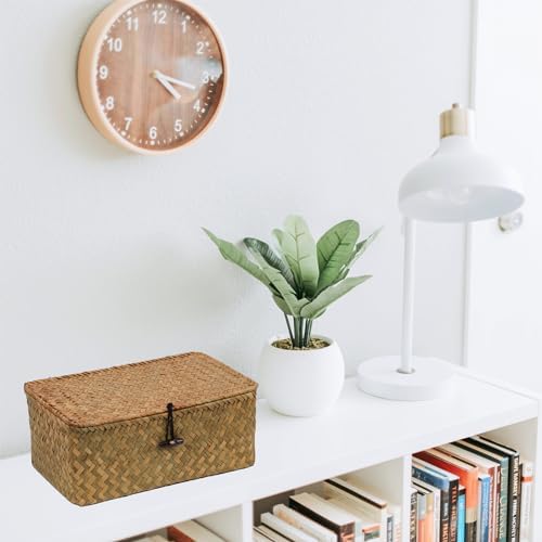 Seagrass Wicker Storage Basket with Lid, Medium, Natural - Image 3