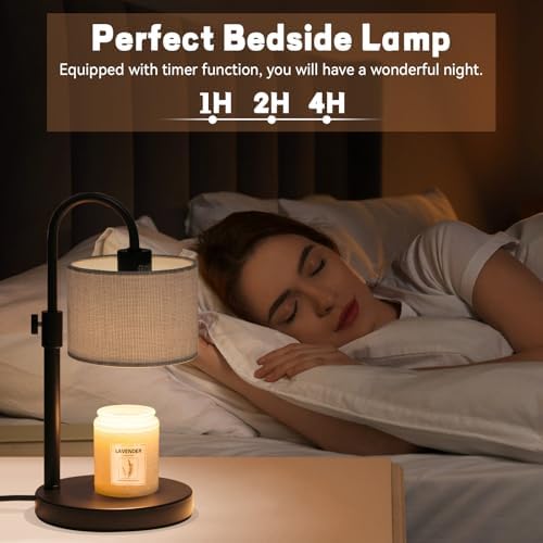 FINCMY Candle Warmer Lamp with Timer, Adjustable Height Candle Wax Warmer Candle Lamp Warmer for Jar Candles, Home Decor House Warming Gifts Compatible with Various Candles (Gray) - Image 2
