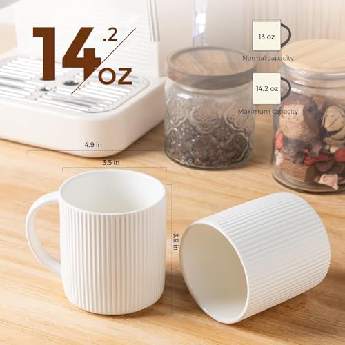 theterra Ceramic Coffee Mugs Set of 4, 14.2 oz Coffee Cups with Handle - Image 2