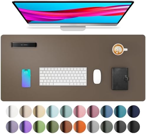 Aothia Leather Desk Pad Protector, Office Mat, Large Mouse Pad, Non-Slip PU Leather Blotter, Laptop Desk Pad, Waterproof Writing Pad for Office and Home (Coffee, 31.5" x 15.7") by AothiaSimpleNaturalUnique