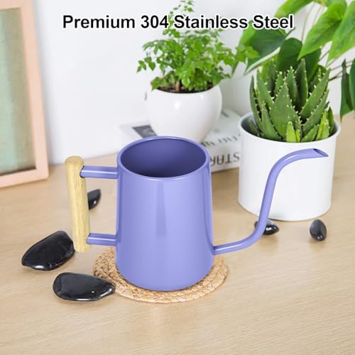 Watering Can Indoor Plants, 35 oz/1000 ml Metal Stainless Steel Watering Can Pot with Long Spout for Indoor House Plants Bonsai Outdoor Garden Flower Decorative (Purple) - Image 6