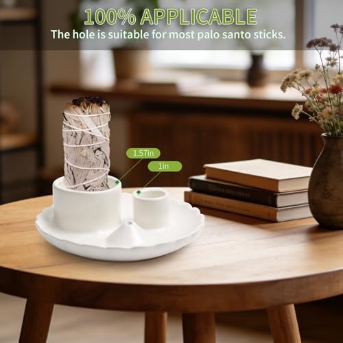 Palo Santo Sticks Holder, 4 in 1 Incense and Candle Holder White - Image 6