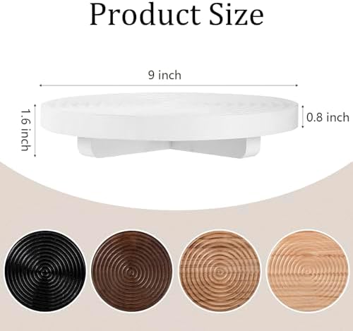 Round Decorative Tray Farmhouse Bathroom Decor Wood Riser, 9" White - Image 3