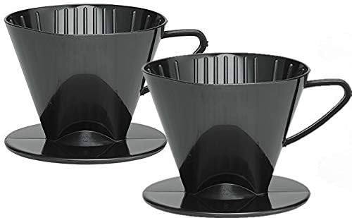 Fino Pour-Over Coffee Brewing Filter Cone, Number 2-Size, Black, Brews 2 to 6-Cups, Set of 2 by Fino