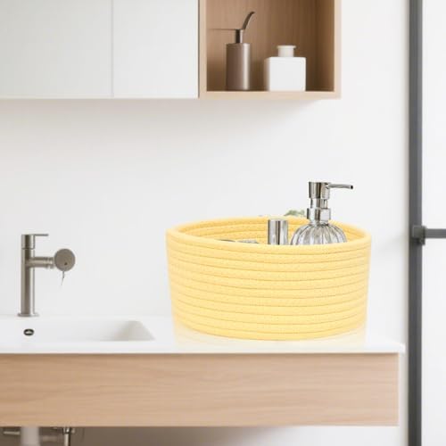 ABenkle Small Woven Basket, Empty Tiny Shallow Storage Basket, Mini Cotton Rope Baskets, Round Decorative Hamper, Basket Storage Bins for Toys, Spa, Socks, Nursery, Living Room - Image 4