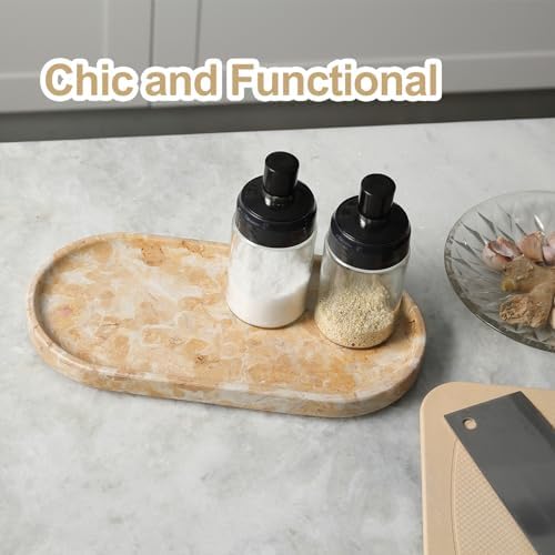 Koville Egypt Natural Marble Tray, 12"x6" Vanity Decorative Tray for Countertop Organizer, Catchall Tray for Perfume, Candles, Jewelry Dish - Image 7