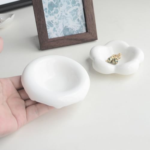 White Donut Shape Ring Dish Jewelry Tray Organizer, Ceramic Accent Tray for Vanity, Small Decorative Trinket Dish - Image 3