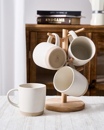 famiware Coffee Mugs Set of 4, Milkyway 13 oz Mug Set, Ceramic Cup Set with Handle for Coffee, Tea, Cocoa, Milk, Matte White (Pack of 2) - Image 5
