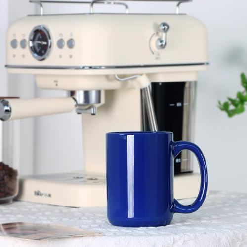 15 OZ Coffee Mug, Classic Blank Ceramic Cup with Large Handle for Tea Latte Cappuccino, Blue - Image 5
